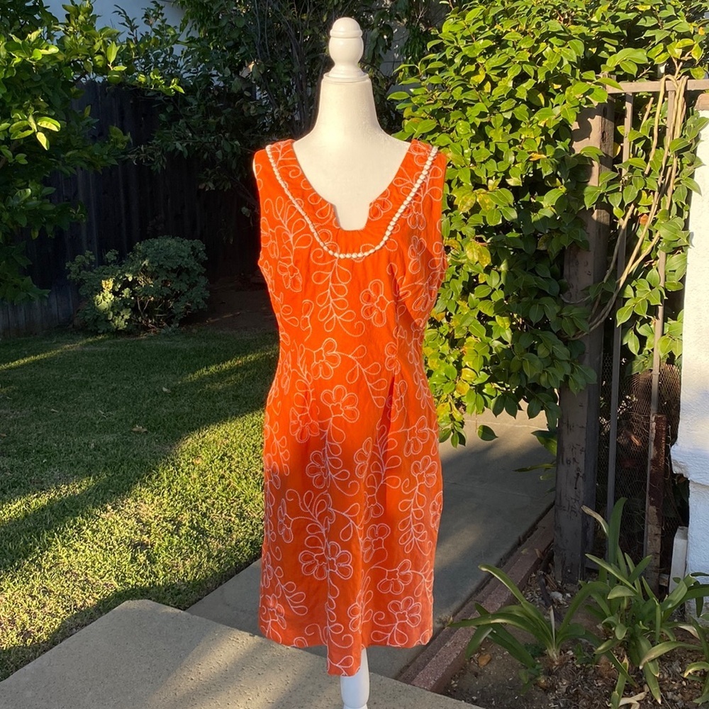 Chadwicks Orange Floral Mini Dress sz 12 SO CUTE